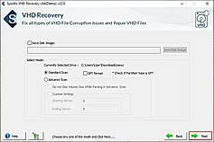 Choose to save Disk Image and scanning mode: Standard and Advanced.