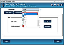 Select the file format from the drop-down list.