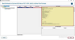 You will see the ICS file preview in the next panel. Double-click on a file to open it and see the data it contains. Click Next.