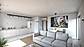 Photorealistic render: living room and kitchen