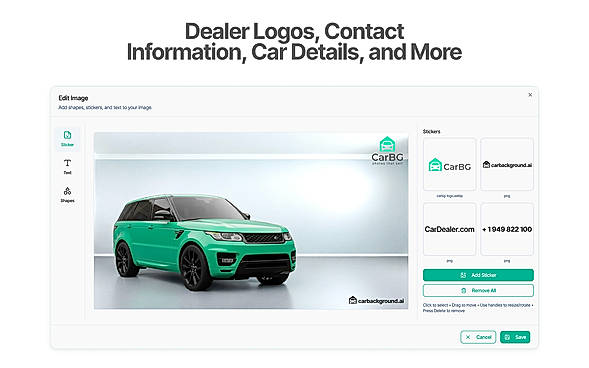 Branding and editing for car dealers