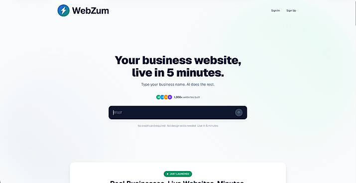 WebZum: Your business website, live in 5 minutes