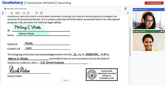 Online Notarization Session