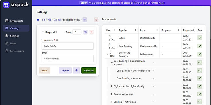Catalogue and ordered datasets