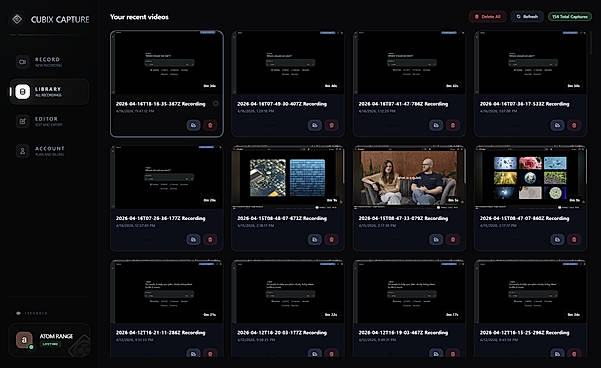 Cubix Capture: Video library interface
