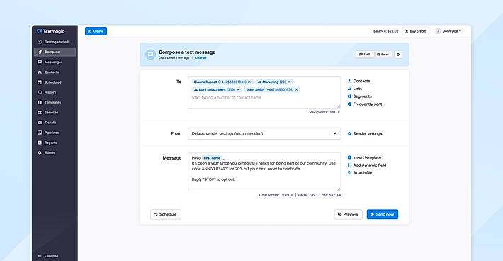 Business SMS compose