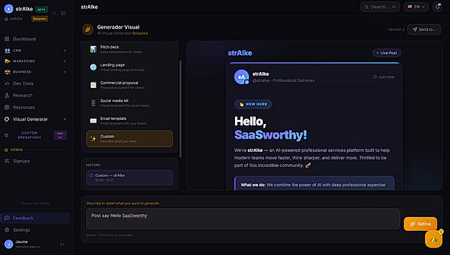Visual Generator - Hello SaasWorthy