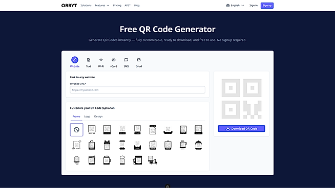 Customize your QR Code with logos, colors, and shapes on qrbyt.com
