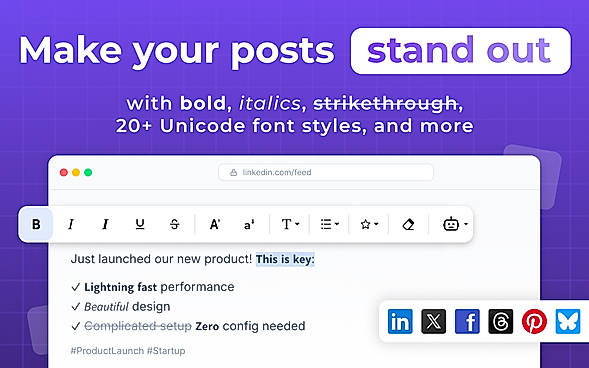 Make your posts stand out -  bold/italic/strikethrough/20+ fonts