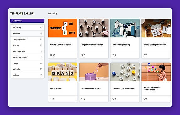 Template Gallery: 100+ ready-to-use surveys across 9 categories