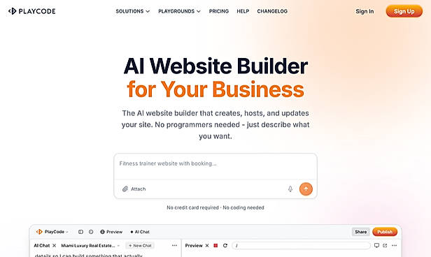 AI website builder workspace