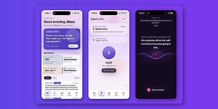 Capture a win in seconds: open, tap, speak