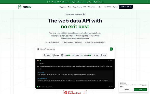 fastCRW — web data API for AI agents
