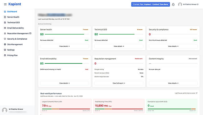 Kapient dashboard