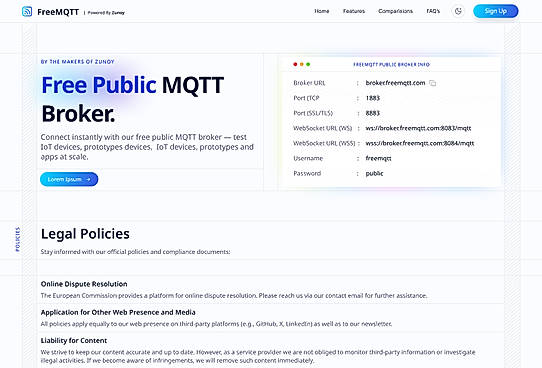 Free Public MQTT landing page