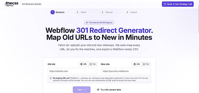 Webflow 301 Redirect Generator