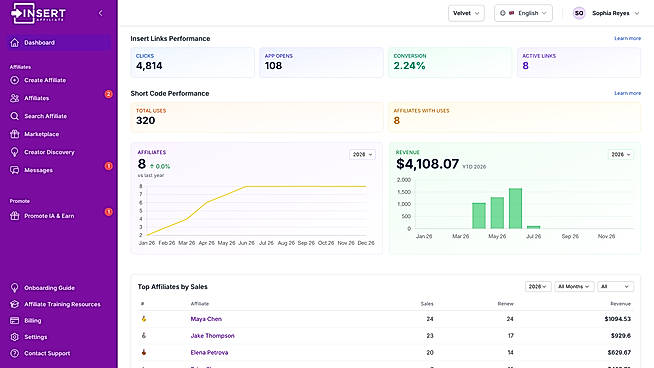 Insert Affiliate Dashboard of Influencer Sales