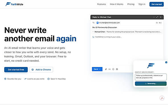 ForthWrite in action on the homepage