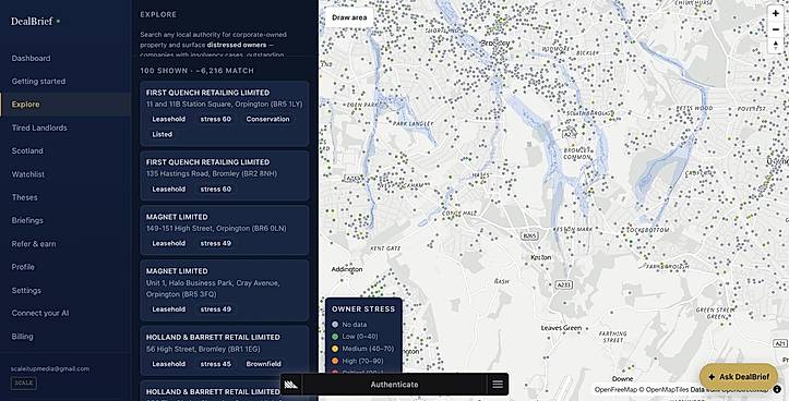 DealBrief Explore map