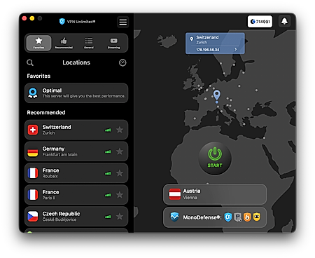One-tap connection to a secure VPN server
