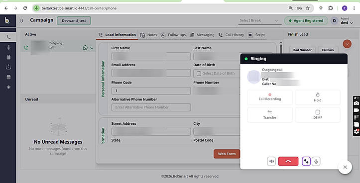 Manual Dialer Dashboard