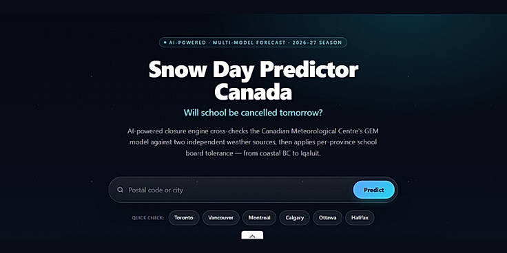 Snowday Predictor Canada Home Page