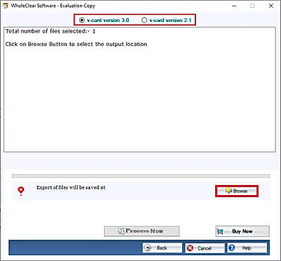 browse output destination