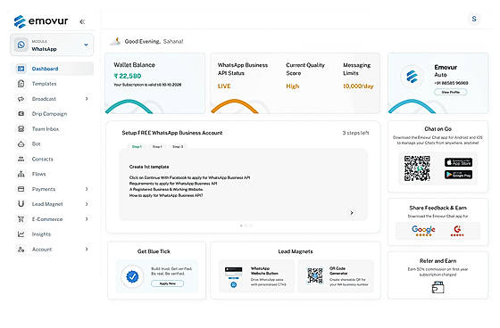 WhatsApp API dashboard