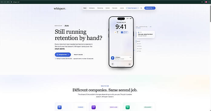 Whisperr Main Dashboard
