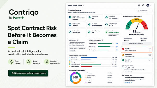 Contriqo Executive Contract Risk Dashboard