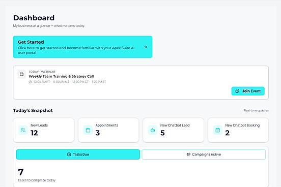 Apex Suite AI APP dashboard