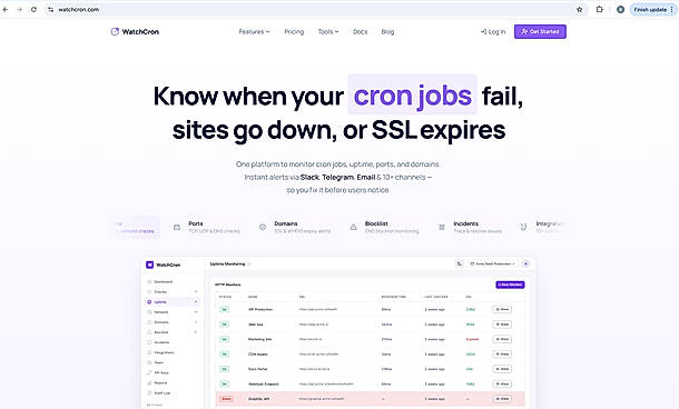 Watchcron Home page