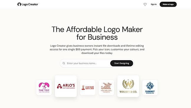 Affordable Logo Maker home page