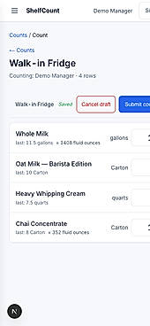 Inventory count on a phone