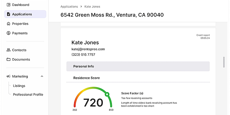 Tenant screening reports including credit, background check, eviction history, and bank-verified income.