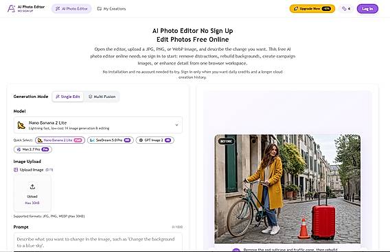 AI Photo Editor Interface