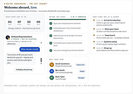 Online onboarding dashboard