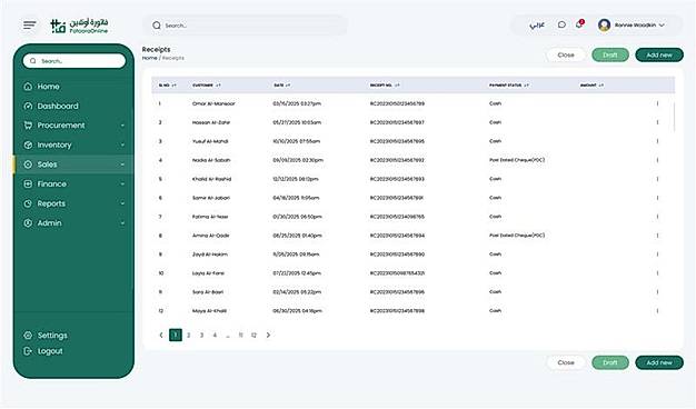 Invoice and Receipt Management Dashboard