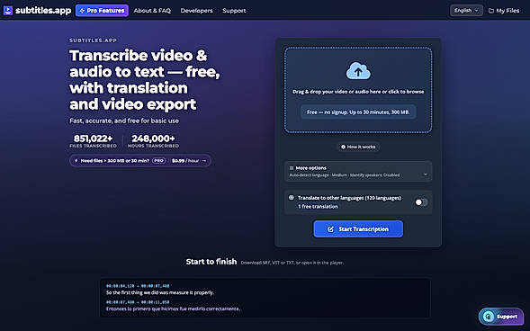 Subtitles.app home page