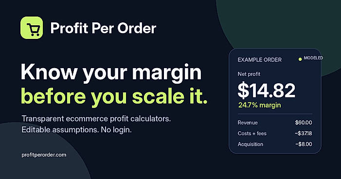 Overview of Profit Per Order and its ecommerce profitability calculators.