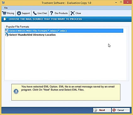 select MBOX format