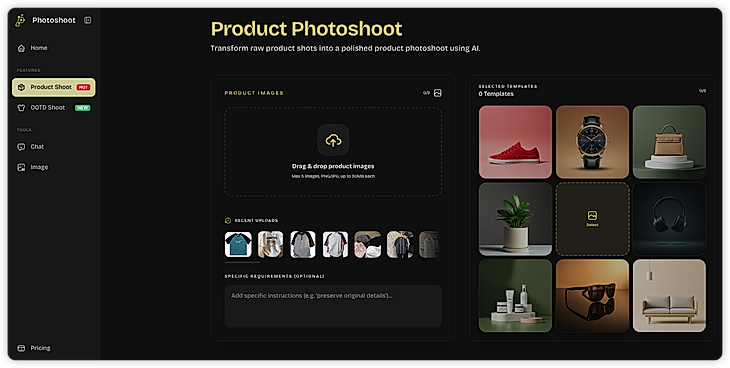 AI Product Photoshoot Workspace