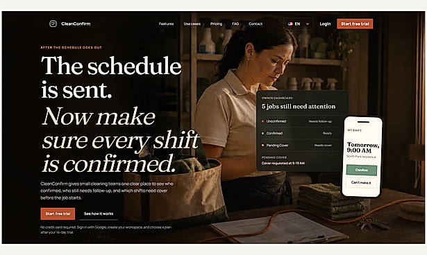 CleanConfirm Homepage Overview
