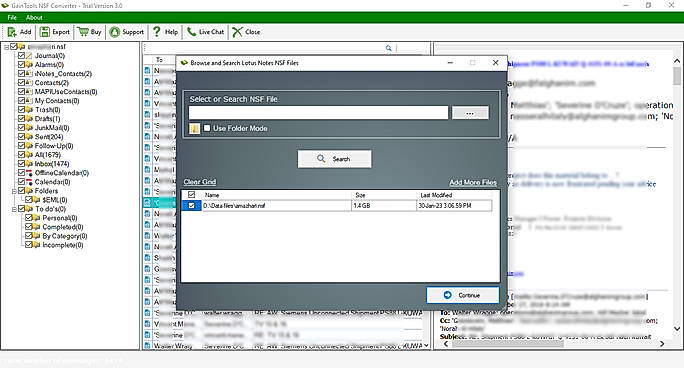 Browse NSF file