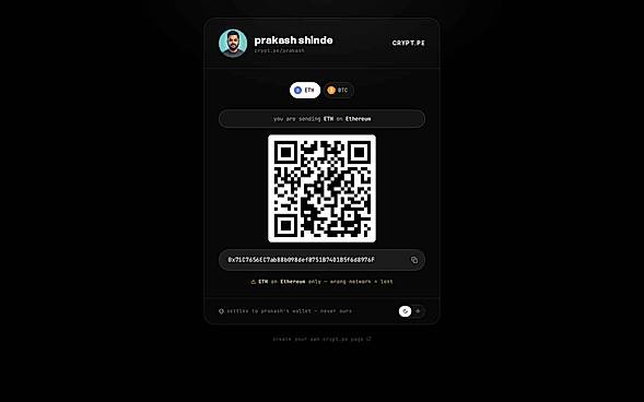 Public crypto payment storefront