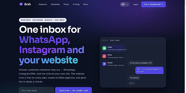 6RSH — one shared inbox for WhatsApp & Instagram