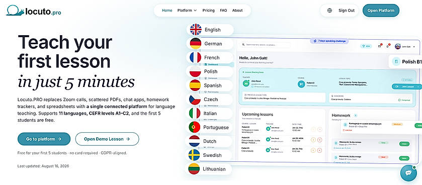 All-in-One Language Teaching Platformю. Manage lessons, homework, live classes, and student learning in one connected platform.