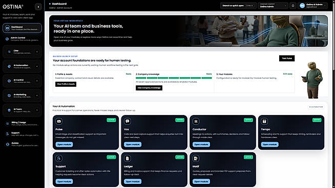 Ostina dashboard and module selector