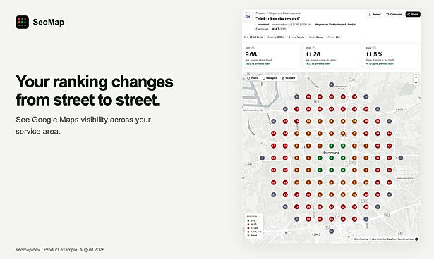 Geo-grid ranking heatmap