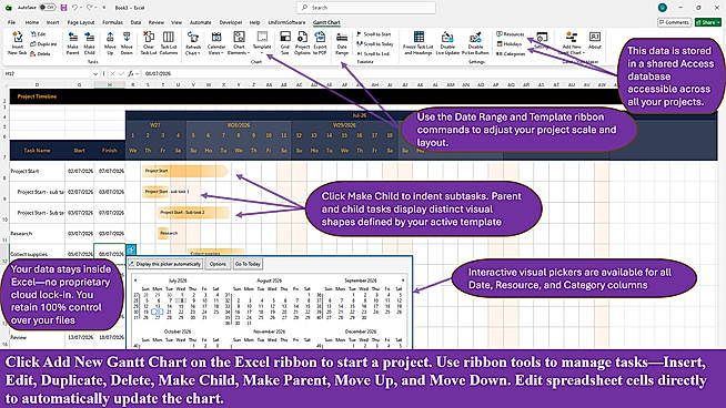 Create a Gantt chart project